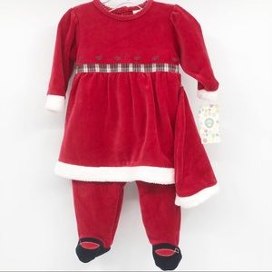 Little me Christmas Matching Set Romper Red 6m